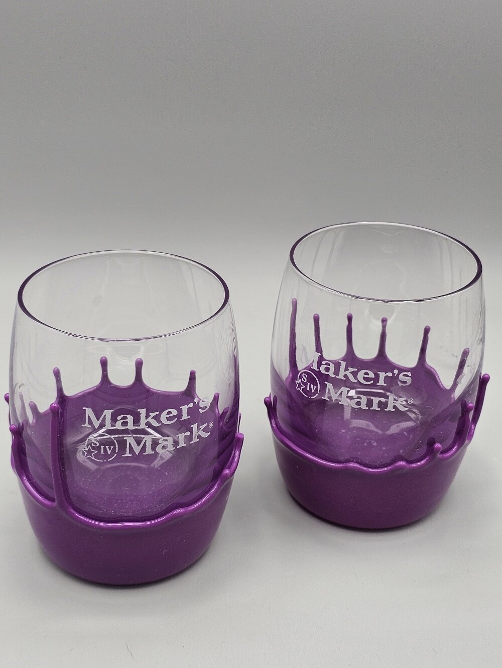 Rare Maker's Mark Tall Tasting Purple Wax Drip Breeders Cup Set of 2 Rare Color